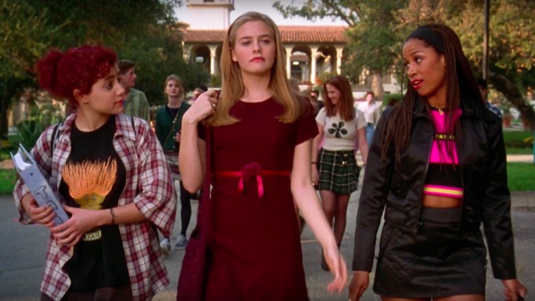 Cher from Clueless walking proudly with her friends