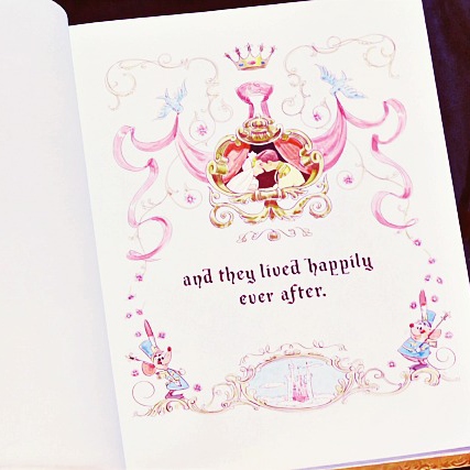 last page of a storybook with "and they lived happily ever after"