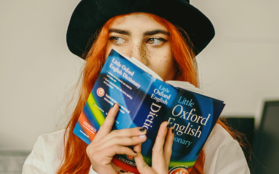 Woman reading the dictionary