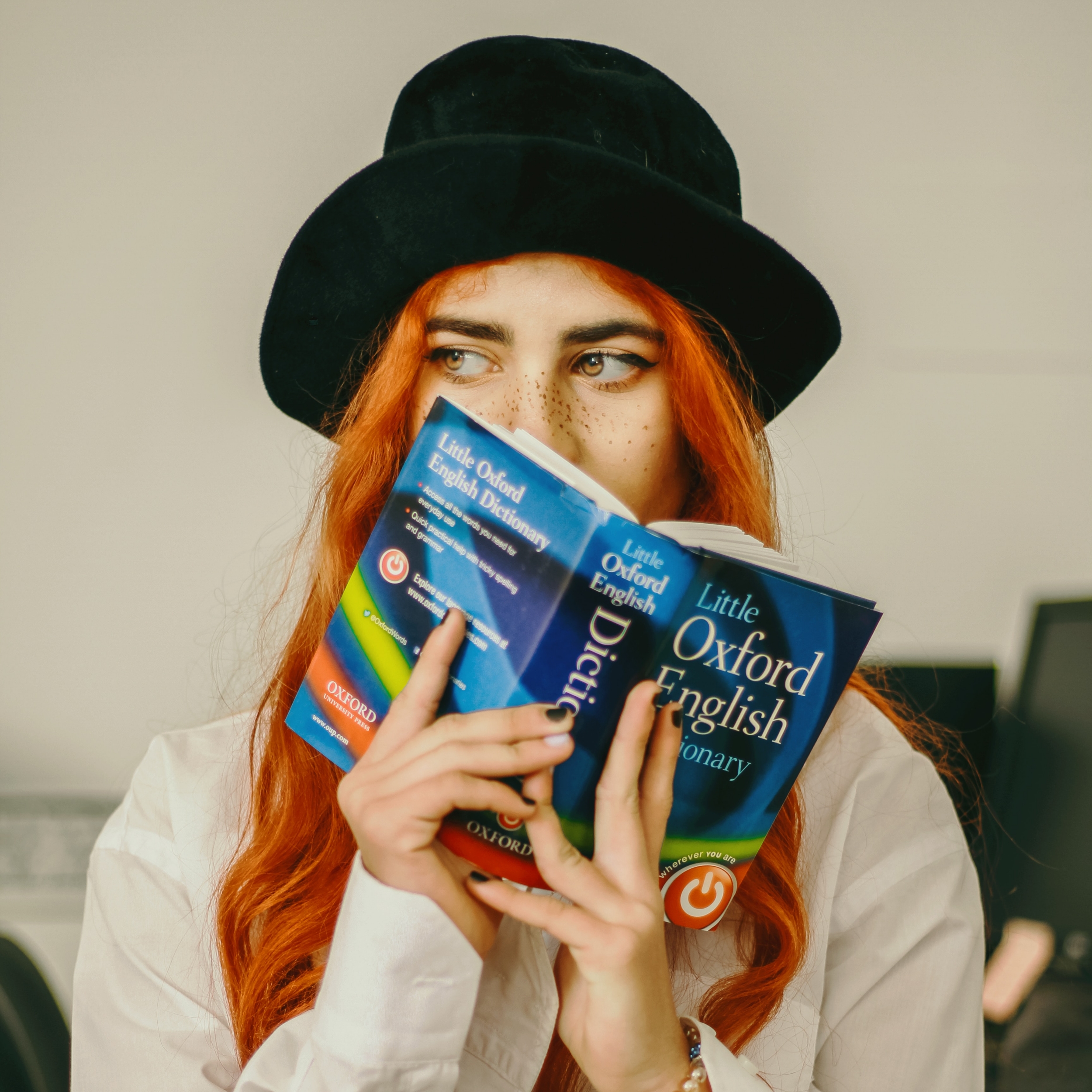 Woman reading the dictionary