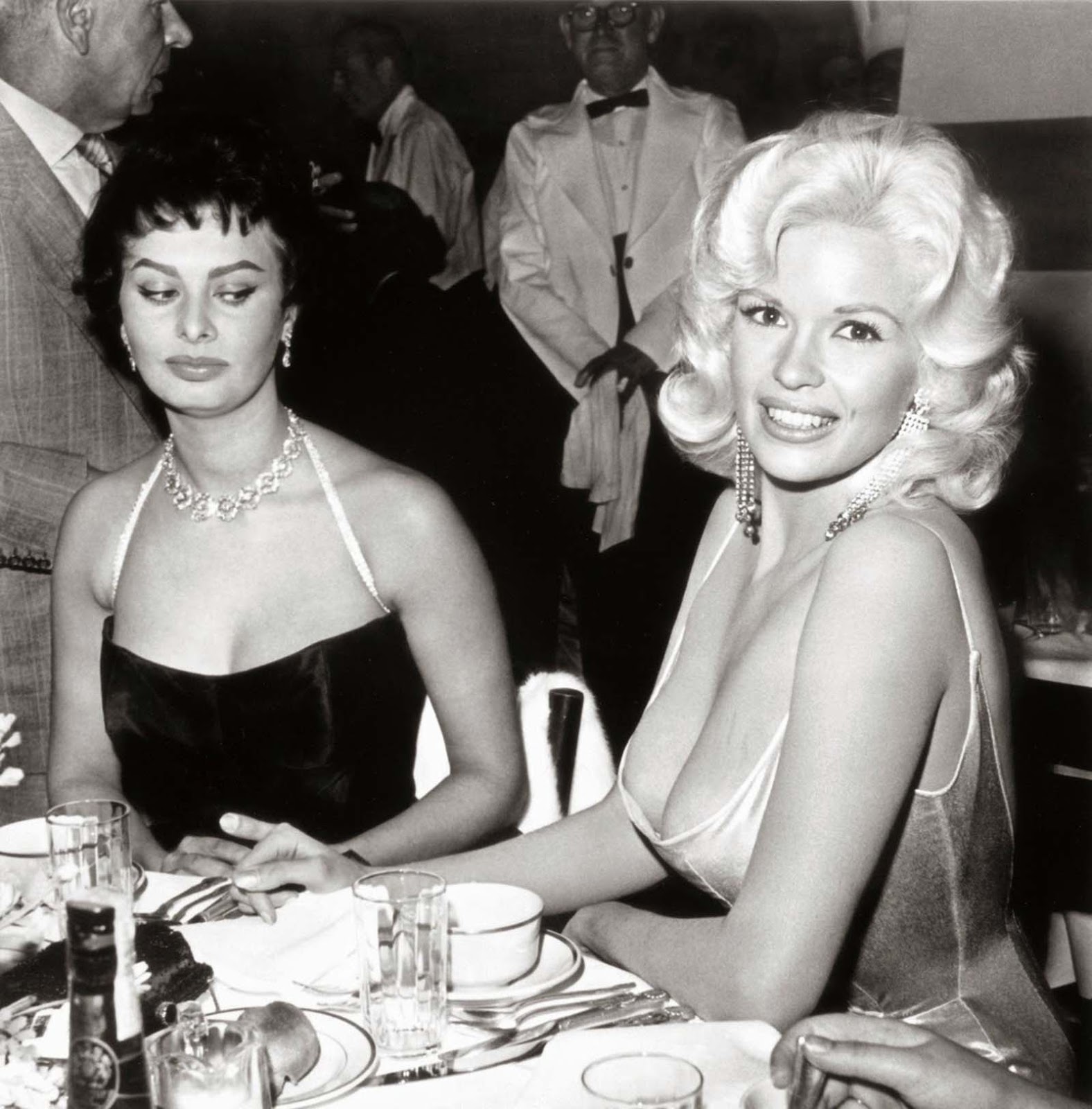 Sophia Loren giving Jayne Mansfield some serious side-eye