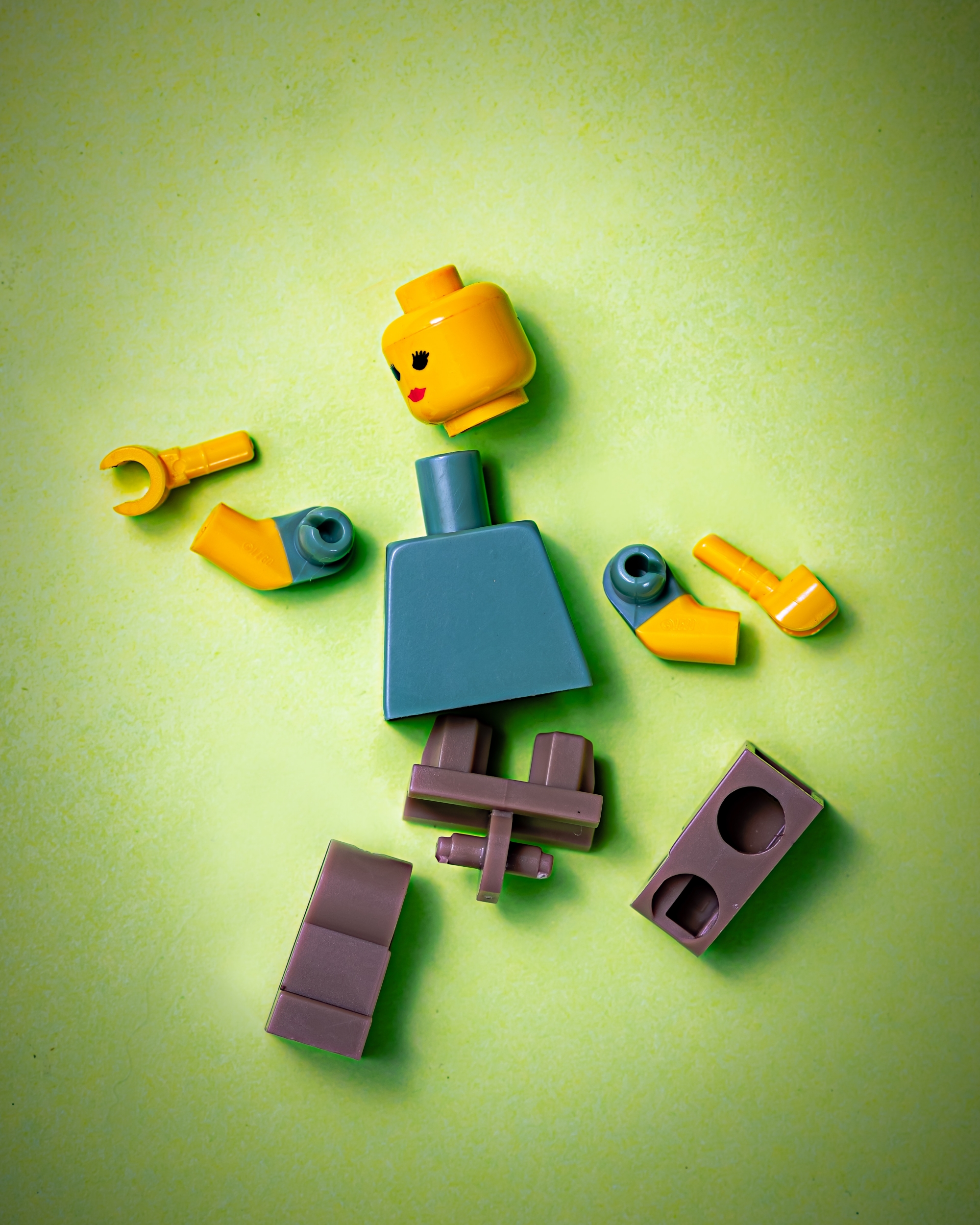 Disassembled LEGO minifigure