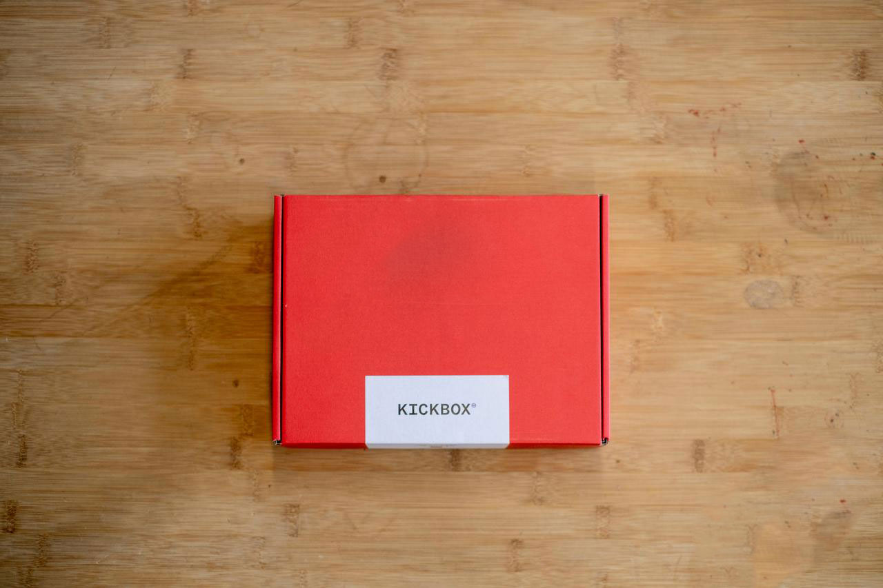 Red box with a white label that say "Kickbox"