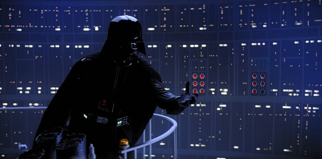 Darth Vader reaching out to Luke Skywalker