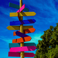 Colorful signposts