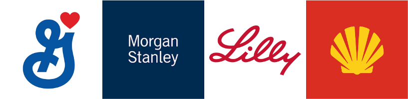 Logos of General Mills, Morgan Stanley, Lilly, and Shell